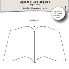 an open book card template is shown with the instructions for how to cut it out