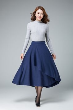 evening skirt, blue skirt, wool skirt, layered skirt, tie belt skirt 1 – XiaoLizi Blue Midi Skirt For Winter, Blue Pleated Maxi Skirt For Fall, Blue Lined Maxi Skirt For Fall, Blue Skirt For Workwear In Winter, Fall Asymmetrical Lined Skirt Dress, Blue Asymmetrical Skirt For Work, Elegant Blue Skirt For Fall, Elegant Asymmetrical Wrap Skirt For Fall, Elegant Tiered Maxi Skirt For Winter