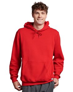 Dri-Power® Fleece Hoodie - TRUE RED - S | Russell Athletic Dri-Power Fleece Hoodie in True Red Size Small | Cotton Polyester R Logo, Men Crewneck, Athletic Sweatshirts, Oxford White, French Terry Hoodie, Quarter Zip Sweatshirt, True Red, Running Shirts, Russell Athletic