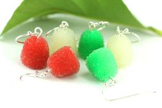 Christmas Gumdrop Earrings, Christmas Jewelry, Holiday Earrings, Christmas Earrings, Teacher Quirky Whimsy Sweet Miniature Candy Gag Gift by rubipotamus on Etsy https://www.etsy.com/listing/165522517/christmas-gumdrop-earrings-christmas Spice Drops, Candy Food, Candy Earrings, Lampwork Bracelets, Holiday Bracelets, Old Fashioned Candy, Peppermint Christmas, Ginger Snap, French Hook Earrings