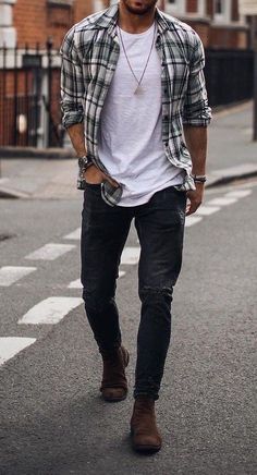 Denim Pullover, Mens Summer Outfits, Mens Casual Dress