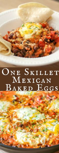 one skillet mexican baked eggs in a pan