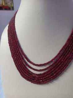 17''Fine 391 Carat Natural Ruby Smooth Rondelle Gemstone Beads Necklace With Adjustable Cord Necklace Stone : Ruby Natural Shape :- Smooth rondelle Necklace - 17 inch 7 line string Size :- 2.5 - 3 mm Weight :- 391 carat Polish :- Handmade color - red makes a great gift for your loved ones. Click below to see live stock: https://www.etsy.com/au/shop/ShakugemsStore?ref=search_shop_redirect If for any reason you are not satisfied with your purchase. You can return it for a full refund within 5 days Artisan Faceted Beads For Jewelry Making, Gemstone Rondelle Beaded Necklaces For Jewelry Making, Rondelle Gemstone Beaded Necklaces For Jewelry Making, Rondelle Polished Beads Necklace For Jewelry Making, Artisan Faceted Round Bead Necklaces, Round Polished Beads For Crafting Jewelry, Rondelle Polished Beads For Jewelry Making, Artisan Faceted Necklace With Round Beads, Artisan Faceted Round Bead Necklace