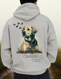 Calling all hunters! Need a hoodie for your next hunt? Look no further. This Men's Chasing Tail Hunting hoodie is the perfect fit for your outdoor adventures. Whether you're duck hunting, bird dogging, or deer hunting, you'll be lookin' sharp in this Labrador Retriever hoodie! Ready, aim, impress! Introducing our Gildan Ultimate Heavy Blend Hoodie for cozy comfort! Being designed for everyday wear, this hoodie is made from a premium 50/50 cotton-polyester blend, enhancing durability, while also staying super comfortable. This cozy  hoodie provides warmth, a soft feel, and long-lasting comfort and durability.      The hood is double-lined with drawstrings for added warmth and an adjustable fit. Its double-needle stitching on the cuffs and waistband provides extra durability, while the spaci Hunting Hoodies, Hunting Quotes, Duck Calls, Bird Dog, Bird Hunting, Western Outfits Women, Hunting Gifts, Gifts For Hunters, Bird Dogs