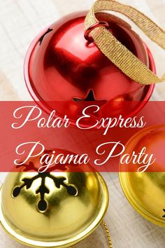 an ornament and bells with the words polar express pagina party