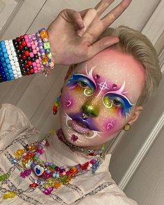 my name is Seven! on Instagram: “JUST WANTED TO GIVE A HUGE SHOUT OUT TO MY PRECIOUS @1111kindercow he created the jewelry set that inspired this look!!!! He makes and…” Make Up Ideas Creative, White Face Makeup, Vampire Bride, Drag Make-up, Face Art Makeup, Graphic Makeup, Swag Makeup, White Eyeliner