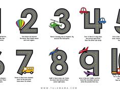 the numbers are made up of cars and trucks