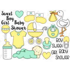 baby shower clipart set with its accessories