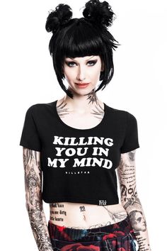 In My Mind Scoop Neck Crop Top [B] Tie Crop Top, Punk Outfits, Ladies T Shirt, Neck Crop Top, Gothic Fashion, My Mind, Fashion Lifestyle