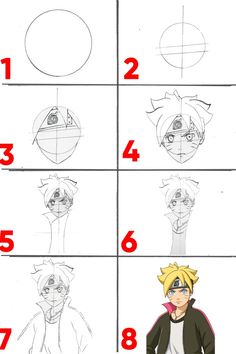 how to draw naruta from the anime series, step by step instructions for beginners