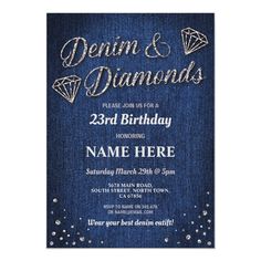 an elegant diamond and blue wedding card with the words, diamonds on it's back