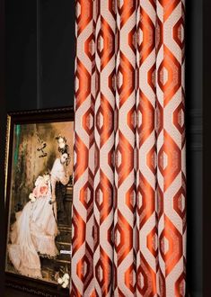 Luxury Orange Beige Navy Patterned Curtains Livingroom Bedroom Diningroom Modern Orange Custom Size Striped Drape Home Farm House Office - Etsy Curtains Orange, Orange Curtain, Beige Curtains, Pocket Curtains, Custom Drapes