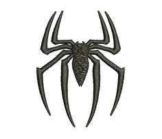 a black spider logo on a white background