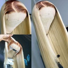 PRICES MAY VARY. 1.Material: 100% human hair 2.Style: Long straight Style 3.Color: Ombre #613 Blonde with Brown root Color 4.Density:150% Density 5.Length:14-32Inch 6.Lace ：13X6 Lace Front Wig 7.Cap Size and Details : Standard Medium(22.5 Inch) Instock , Small(21.5 Inch) and Large(23 inch) Cap Size Can Be Customized. Adjustable Strap And 4 Combs. Easy To Adjust, Wear Comfortable 7.Hairline: Pre-Plucked Hairline Natural Looking and Bleached Knots Lace Wigs Styles, Ombre Blond, 613 Blonde, Frontal Hairstyles, Straight Lace Front Wigs, Short Bob Wigs, Lace Closure Wig, Brown To Blonde, Blonde Wig