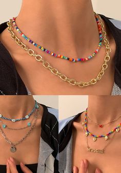 Color Beaded Necklace, Long Snake, Pearl Necklace Choker, Summer Ties, Summer Tie Dye, Pearl Chain Necklace, Fashion Beads, Braided Necklace, Shoulder Chain