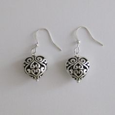 Delicate Celtic Heart Filigree Dangle by FunandBaubles on Etsy Heart Shaped Filigree Jewelry, Formal Heart-shaped Filigree Jewelry, Sterling Silver Heart Filigree Jewelry, Vintage Heart-shaped Filigree Jewelry, Heart-shaped Filigree Earrings For Gift, Silver Turquoise Earrings, Celtic Heart, Nugget Necklace, Silver Filigree