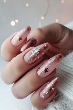 Starry Nails Night Skies, Pointy Star Nails, Nye 2025, Sand Nails, Beautiful Manicure, Star Nail Designs, Nye Nails, Nails Collection, Star Sand