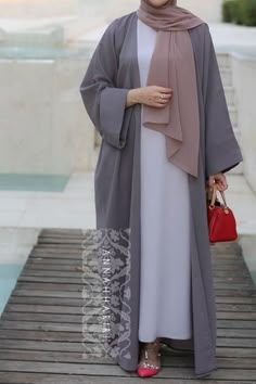 Abaya set with slip dress Hijabi Summer Outfits, Islamic Wear, Mode Kimono, Dubai Style, Iranian Women Fashion, Hijab Style Casual