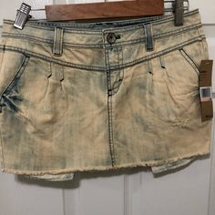 Washed Out Denim Slightly Frayed At Bottom Real Pockets Golden Birthday, Denim Mini, Denim Mini Skirt, Tan Brown, Mini Skirt, Womens Skirt, Mini Skirts, Skirt, Birthday