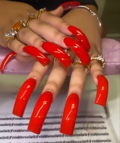 Really Long Nails, Curved Nails, Red Acrylic Nails, Long Acrylic Nail Designs, Diy Acrylic Nails, Claw Nails, Glow Nails, French Acrylic Nails