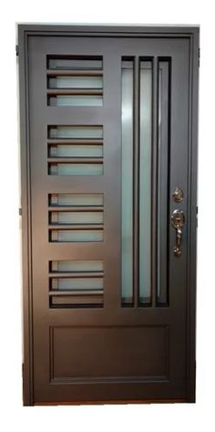 an image of a modern steel door with glass inserts on the front and side panels