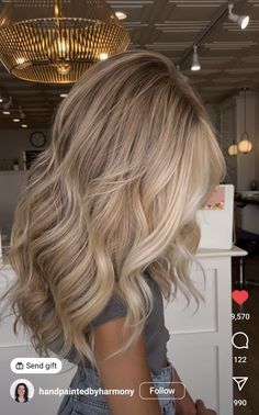 Lowlight Balayage On Blonde, Blonde Roots Brown Ends, Chai Latte Hair Color, Beige Blond Hair, Toasted Coconut Blonde, Super Blonde Highlights, Toasted Coconut Hair Color, Dark Blonde Hair Ideas, Hair By Chrissy