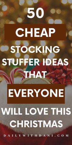 a santa hat with the words 50 cheap stocking stuff that everyone will love this christmas season