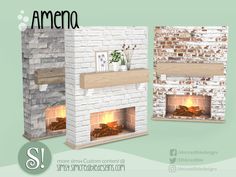 an advertisement for a fireplace with the words amena written in english and spanish on it