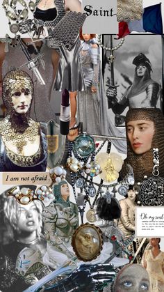 a collage with many different pictures and words on it, including an image of a woman's face