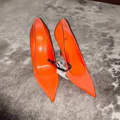 Nwt (Originally $89) Bright Orange Zara Heels Size 6 Chic Orange Closed Toe Heels, Orange Closed Toe Elegant Heels, Elegant Orange Closed Toe Heels, Chic Orange Heels With 4-inch Heel, Chic Orange Heels, Elegant Orange Block Heel Shoes, Elegant Orange Block Heel Heels, Chic Orange Evening Heels, Elegant Orange Heels With Wrapped Heel