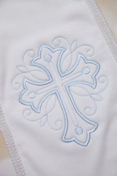 Large Embroidery, Baby Boy Christening, Cross Quilt, Embroidered Cross, Baby Layette, Boy Christening, Baby Boy Clothing Sets, Rhinestone Cross, Baby Burp Cloths