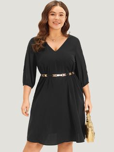 BloomChic Plus size clothing for women. You'll actually want to wear. Shop women's clothing sizes 10-30. With new styles added daily, you'll always find something to love. Free shipping on order $69. Free return for first order. Just shop now. Color:Black Season:Fall Bloomchic Dresses, Trendy Dress, Plus Size Clothing For Women, Sleeve Pattern, Summer Color, Style Office, Daily Dress, Womens Clothing Sizes, Black Style