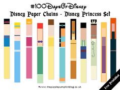 the disney characters are lined up with different colored pencils and numbers to match them