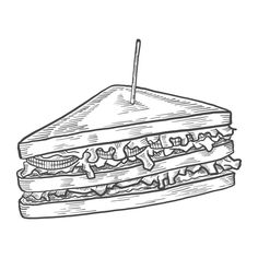 a drawing of a sandwich with a toothpick in it's mouth, on a white background