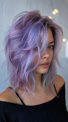 26 Refreshing Blue Hair Colors for a Beachy Feel Lilac And Blue Hair, Colored Hair Ideas For Blondes, Pastel Galaxy Hair, Blue Lavender Hair, 2024 Hair Trends For Women Color, Cool Blue Hair, Short Colored Hair, Lavender Balayage