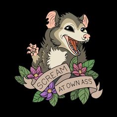 Possum - Scream at own ass Raccoon Funny, Goth Home Decor, Trash Panda, Funny Prints, Art Wallpaper Iphone, Cricut Projects Vinyl