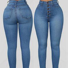 Stretchy High Waist Blue Jeans High Waist Blue Jeans, Business Professional Outfits, American Eagle Jeggings, Mother Jeans, High Rise Mom Jeans, Business Professional, Jeans Color, Casual Denim, Comfy Outfits