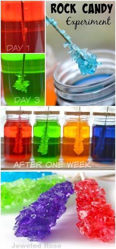 the rock candy experiment is filled with different colors