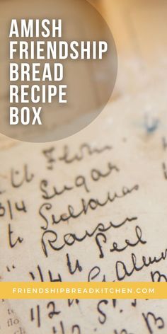 an amish bread recipe box with text overlay