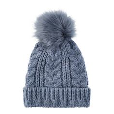 Stay warm, look cute. Time and Tru's Cable Knit Beanie completes any cold-weather outfit to perfection. This womens cuffed winter hat features a timeless knit design, ultra-plush lining so you stay extra cozy and of course, a pom pom on top. This hat is a must-have for your cold weather accessories and helps keep you covered during everyday outings and weekend adventures. Only at Walmart. Size: One Size.  Color: Blue.  Gender: female.  Age Group: adult. Warm Snug Hats For Fall, One Size Beanie For Winter Cold Weather, Warm Winter Bonnet Beanie, One Size Beanie For Winter, Casual Acrylic Beanie For Winter, Winter Beanie One Size Fits Most, Cozy Winter Beanie Bonnet, Cozy Winter Bonnet Beanie, Winter Cold Weather Bonnet, One Size