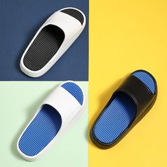 The Two Color Slides ﻿should be the next addition to your wardrobe this summer! They include everything you need for a pair of slides. They are lightweight, breathable, comfortable waterproof, and extremely user-friendly! FEATURES: Style Open toe Season Spring/Summer Sole Flat Vamp material EVA COMFORTABLE MATERIAL: The Two Color Slides are made of high-density material. These are light, soft, breathable, and waterproof, and their excellent flexibility and durability make them perfect for everyday wear. The modern features and attractive characteristics will never go out of style even if worn for years. SUPER NON-SLIP SOLE: The super comfy footwear features a thickened sole with an anti-slip texture design that provides excellent friction and just the right amount of support as you walk, p Casual Blue Platform Slippers With Round Toe, Non-slip Foam Slip-on Slides, Sporty Blue Slides For Vacation, Casual Blue Platform Slippers For Summer, Blue Breathable Slides For The Beach, Blue Breathable Slides For Beach, Non-slip Blue Slides For Vacation, Blue Non-slip Slides For Vacation, Blue Breathable Slide Sandals