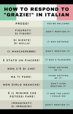 how to respond to grazie in italian Basic Italian Phrases, Italian For Beginners