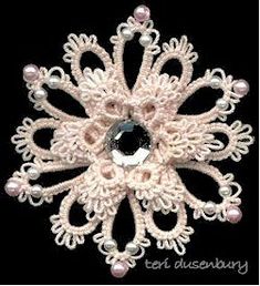 a close up of a brooch with pearls