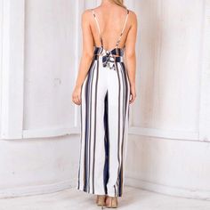 FREE SHIPPING bodysuit Women Summer Sleeveless Strip Jumpsuit Print Strappy Holiday Long Playsuits Trouser Fashion 2019 dropship JKP2001 Striped V-neck Jumpsuits And Rompers For Summer, White Strapless Sleeveless Jumpsuit For Summer, Non-stretch Wide Leg Jumpsuits And Rompers For Beach, Striped V-neck Jumpsuits For Vacation, White Wide Leg Jumpsuits And Rompers For Beach, Chic Overall Bottoms For Vacation, Non-stretch Wide Leg Jumpsuits For Beach, Chic Vacation Overalls, Striped Summer Jumpsuits And Rompers For Vacation