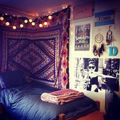 an instagramted photo of a bed in a dorm room