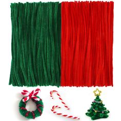 christmas decorations and candy canes on a white background