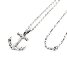 Chain is made out of high quality stainless steel. Length - 60cm/23inch. Polished 18k plated stainless steel anchor pendant filled with white cz. Comes in a polished Man-ique drawer box. Stainless Steel Anchor Necklace For Gift, Stainless Steel Anchor Necklace For Gifts, Silver Anchor-shaped Jewelry In Metal, Silver Anchor Shaped Metal Jewelry, Silver Stainless Steel Anchor Necklace, Polished Man, Anchor Pendant, Drawer Box, Rose Gold Bracelet