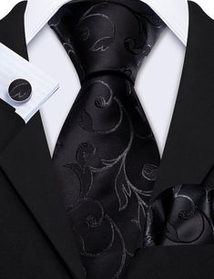 Brand: Barry Wang Material: 100% Silk What You Get: Same design Tie, Pocket Square & Cufflinks? Size: Necktie in 59" Length & 3.35" width at the tip, pocket square in 9"x 9"size Quality: Barry Wang Focus on Ties for Many Years, Good Quality Interlining Makes Our Ties Weighted and Elastic, Which are Easily Designed for A Perfect Knot.For More Quality Stylish Ties with Unbeatable Price, Please Click Our shop to Check More.With So Much Choice and Impeccable Quality, There's No Excuse Not to Have A Black Tie With Pocket Square For Business, Black Pocket Square For Formal Occasions, Black Formal Pocket Square, Classic Black Formal Handkerchiefs, Black Suit And Tie Accessories With Pocket Square, Black Pocket Square For Business Suit, Classic Black Pocket Square Gift, Elegant Black Pocket Square For Business, Elegant Black Pocket Square As Gift