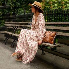 Women Floral V Neck Maxi Long Bohemian Dress Long Sleeve Beach Party Dresses Isabel Lucas, Bohemian Dresses Long, Moda Floral, Beach Party Dress, Estilo Hippie, Long Beach Dress, Skirt Maxi, Moda Boho, Full Length Dress