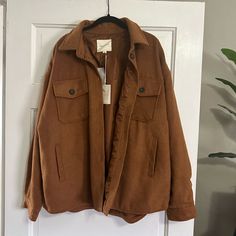 Tan/Brown Shacket Nwt Never Worn! Oversized Brown Outerwear For Everyday, Brown Everyday Outerwear With Pockets, Everyday Brown Outerwear With Pockets, Brown Button-up Everyday Outerwear, Fall Clothing, Autumn Clothes, Brown Jacket, Jacket Buttons, Vintage Brown